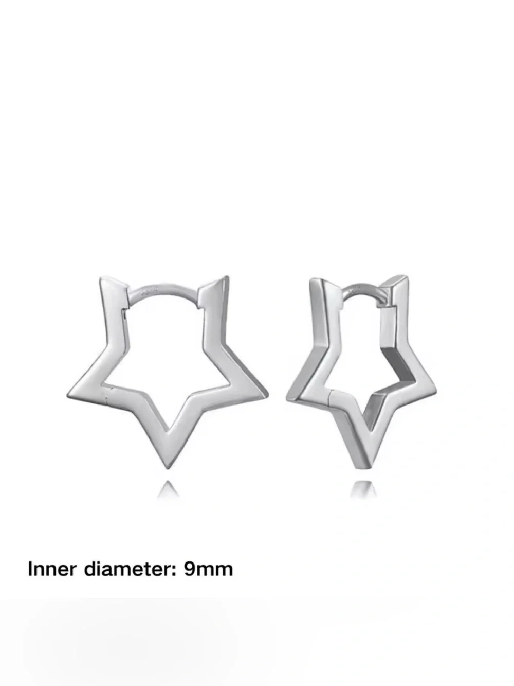 925 sterling silver Star-Shaped Silver Hoop Earrings for Men